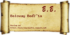 Belovay Beáta névjegykártya