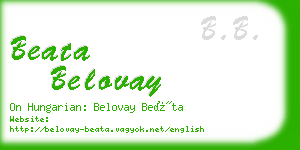 beata belovay business card